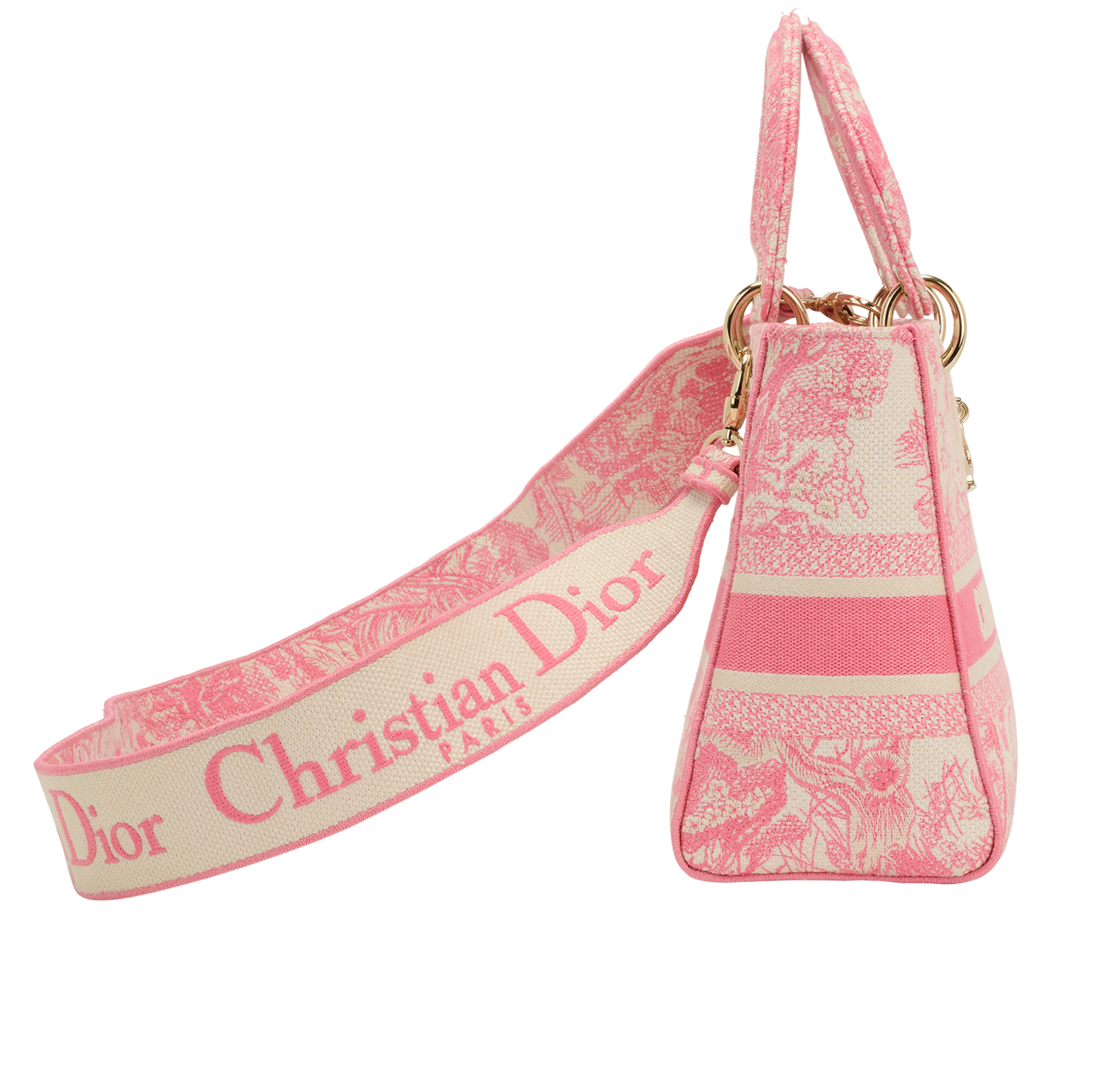 Medium Toile de Jouy Lady D-Lite, &pound;1,800, Handbags, Pink, Canvas, Side view